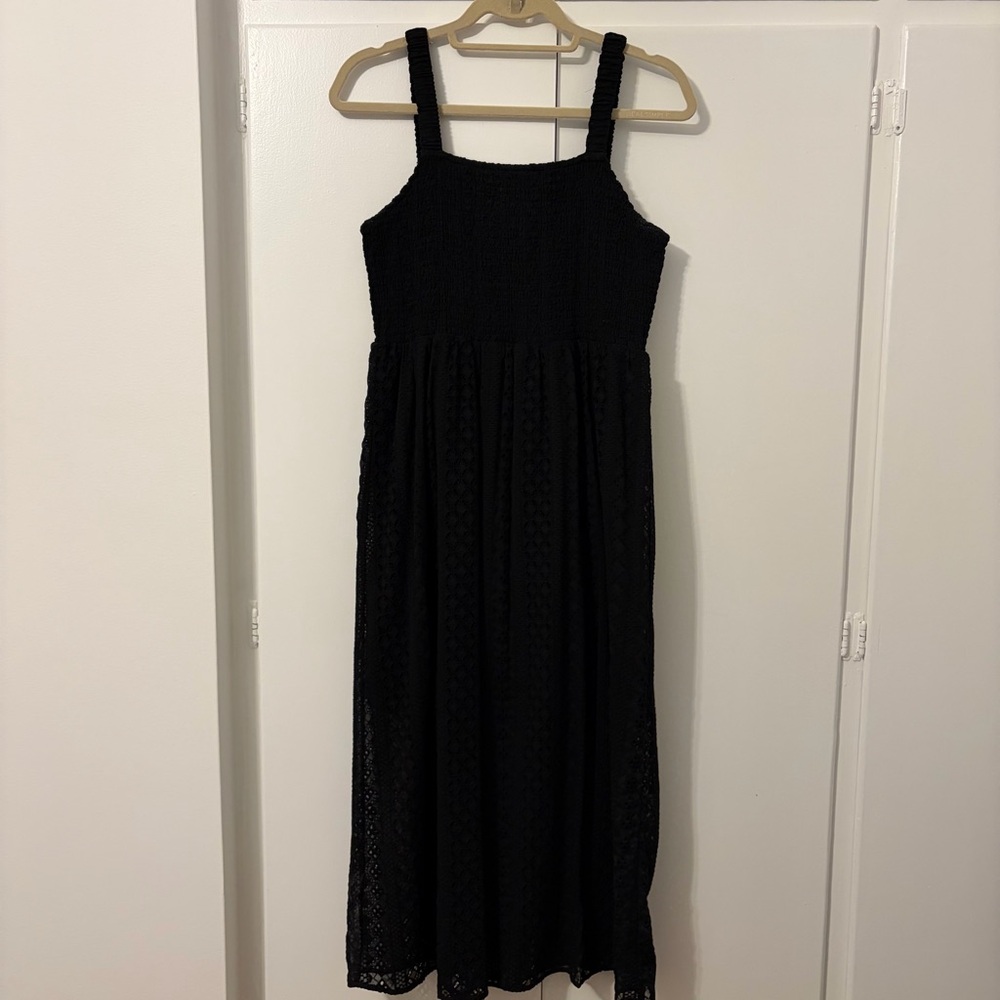 Black Eyelet Midi Dress by Saltwater LUXE